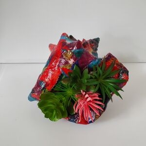 Conch Shell Airplant Holder Decoupage - Handcrafted